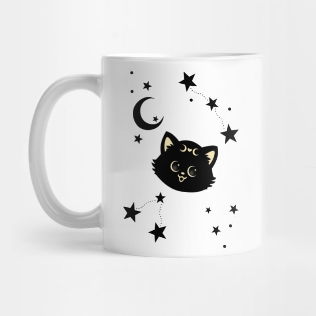 Black cat with stars and crescent moon by RavenWolfCat